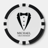 Zwarte bruiloft Tuxedo pak Gepersonaliseerde Groom Poker Chips (Voorkant)