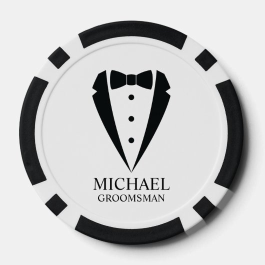 Zwarte bruiloft Tuxedo pak Gepersonaliseerde Groom Poker Chips (Achterkant)