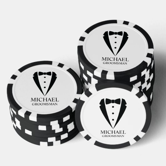 Zwarte bruiloft Tuxedo pak Gepersonaliseerde Groom Poker Chips (Opstapeling)