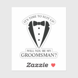 Zwarte bruiloft Tuxedo Suit Groomsman Voorstel Sticker
