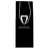 Zwarte bruiloft Tuxedo Suit Groomsman Voorstel Wijn Cadeautas (Voorkant)