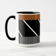 Zwarte, bruine en witte Mok - Chic in Stripes