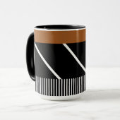 Zwarte, bruine en witte Mok - Chic in Stripes (Voorkant links)