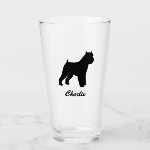 Zwarte Brusselse Griffon Silhouette gepersonalisee Glas