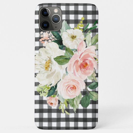 Zwarte Buffalo Controleer roze witte groene Floral Case-Mate iPhone Case (Achterkant)