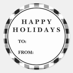 Zwarte Buffalo met kerstcadeaunaam voor patroon Ronde Sticker