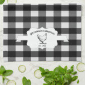 Zwarte Buffel geruite Boerderij kip keukenhanddoek (Gevouwen)
