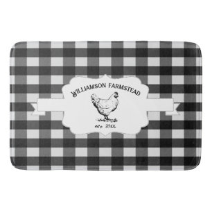 Zwarte Buffel geruite Boerderij kipbadmat Badmat