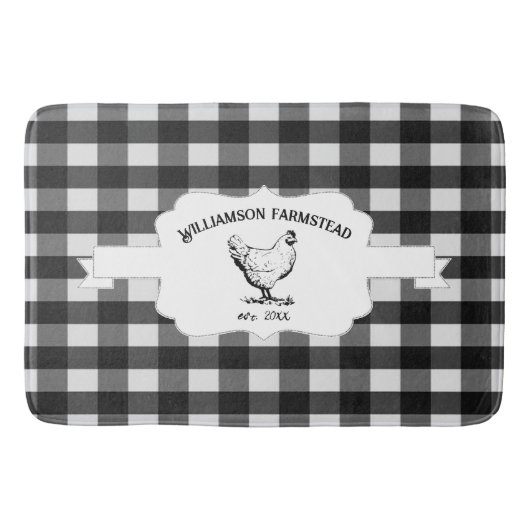 Zwarte Buffel geruite Boerderij kipbadmat Badmat (Voorkant)