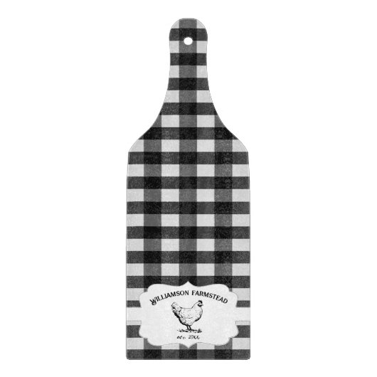 Zwarte Buffel Plaid Boerderij Kip Snijplank (Voorkant)