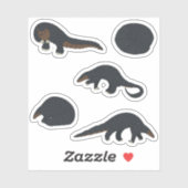 Zwarte buikschubdieren sticker (Vel)