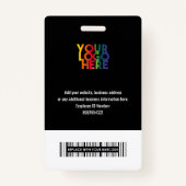 Zwarte Business Logo Custom Employee Barcode Name Badge (Achterkant)