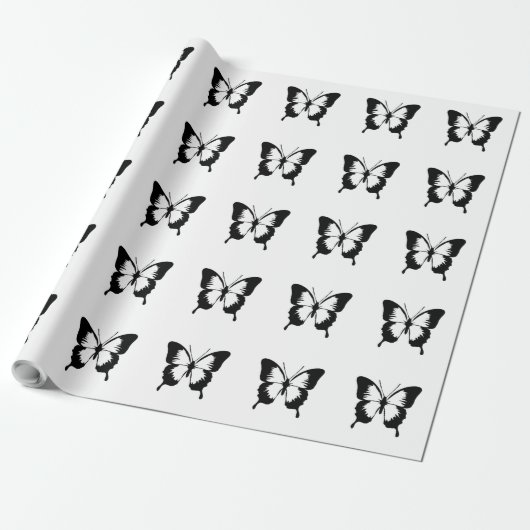 ZWARTE BUTTERFLY CADEAUPAPIER (Uitgerold)