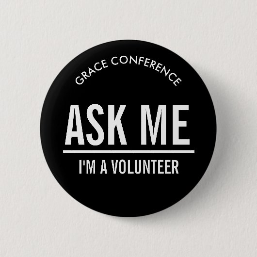 Zwarte Buttonnen voor vrijwilligers Ronde Button 5,7 Cm (Voorkant)