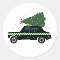 Zwarte Cab Taxi-kerstboom Tekening sneeuw
