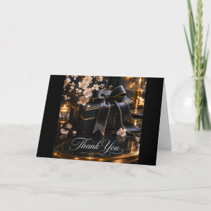 Zwarte cadeaudoos bedankkaart Kaarslicht glamour Kaart