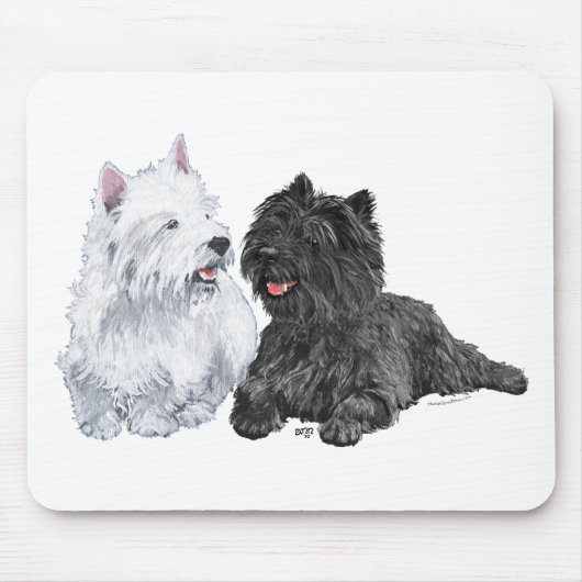Zwarte Caïro en West Highland Terriers Muismat (Voorkant)