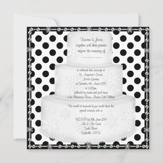 ZWARTE CAKE WEDDDING INVITATIE VAN DE SPOT VAN DE  KAART (Achterkant)