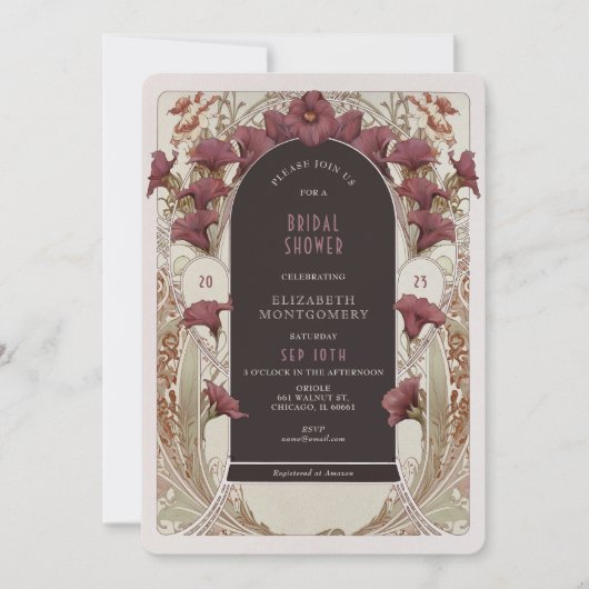 Zwarte Calla lelie Bruidsdiner Art Nouveau Deco Kaart (Voorkant)