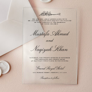 Zwarte Calligrafie Schrift Moslim Bruiloft Acryl Uitnodigingen