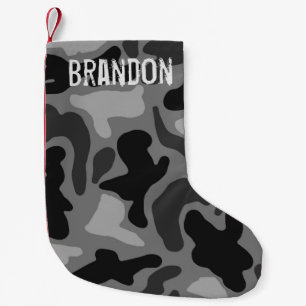 Zwarte Camo Grunge Naam Kerstsok Kleine Kerstsok
