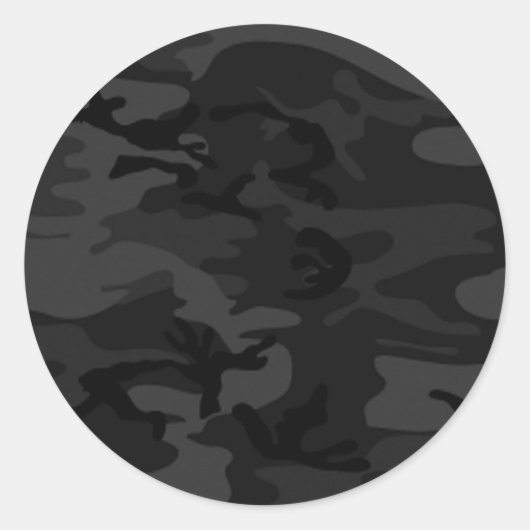 Zwarte Camo Ronde Stickers (Voorkant)