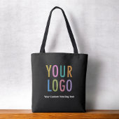 Zwarte Canvas tas Dubbelzijdige Logo All-Over-Prin