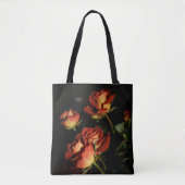 zwarte Canvas tas met rode rozen (Voorkant)