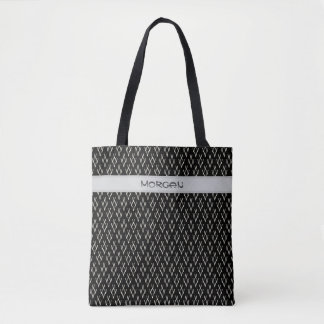 Zwarte Canvas tas met wit "V"-patroon