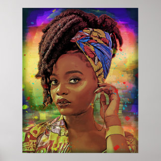 Zwarte Caribische vrouw met dreads Poster