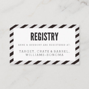 Zwarte Carnaval Stripes Registry Insert Kaart