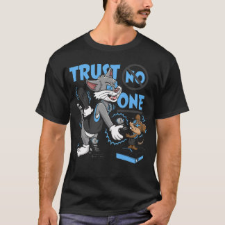 Zwarte Carolina 5 AJ5 Vertrouw Niemand Kat T-shirt