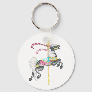 Zwarte Carrousel Paard Sleutelhanger