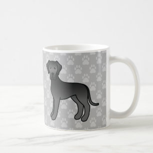 Zwarte Cartoon Dogue de Bordeaux honden op grijs Koffiemok