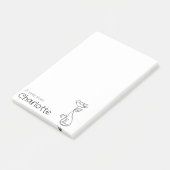 Zwarte cartoon kat naam voor meisjes post-it® notes (Schuin)