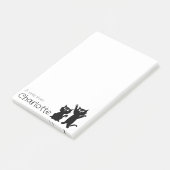 Zwarte cartoon katten naam post-it® notes (Schuin)