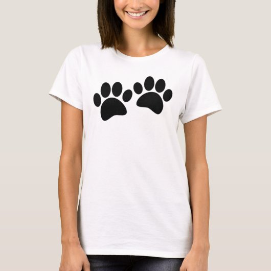 Zwarte Cartoon-puppierprinters T-shirt (Voorkant)