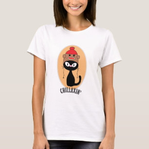 Zwarte Cartoon van CHILLAXIN, met een aap Pet T-shirt