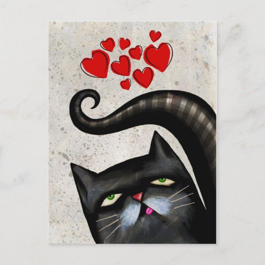 ZWARTE CAT ART LOVE BRIEFKAARTEN (Voorkant)