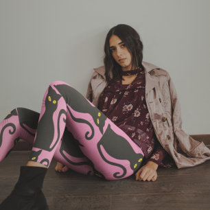 ZWARTE CAT- EN PINK-JONGE PANTEN LEGGINGS