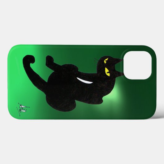 ZWARTE CAT-groen Case-Mate iPhone Case (Achterkant (horizontaal))