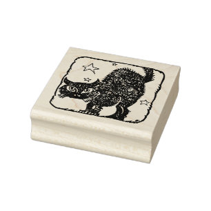  ZWARTE CAT-houtwamp Rubberstempel