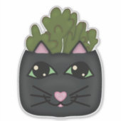 Zwarte Cat Jade Plant Planter Sticker (Voorkant)