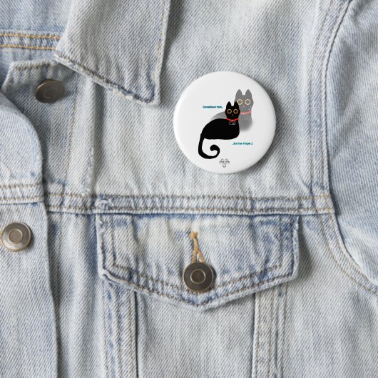 Zwarte Cat Meme Pin Button (In situ)