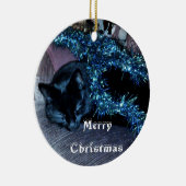 ZWARTE CAT MERRY CHRISTMAS-versiering Keramisch Ornament (Rechts)