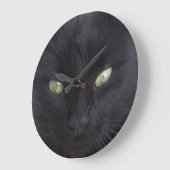 ZWARTE CAT-PORTRAIT MET EMERALD OGEN GROTE KLOK (Hoek)