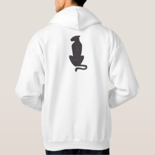 Zwarte Cat Silhouette mannen witte hooded sweatshi Hoodie