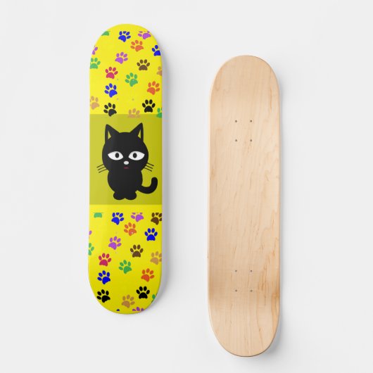 ZWARTE CAT-SKATEBOARD-DECK SKATEBOARD (Voorkant)