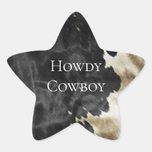Zwarte Champagne Gouden Cowboy Cowgirl Koeienhuid Ster Sticker