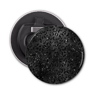 Zwarte Cheetah Leopard Skin Print Pattern Button Flesopener